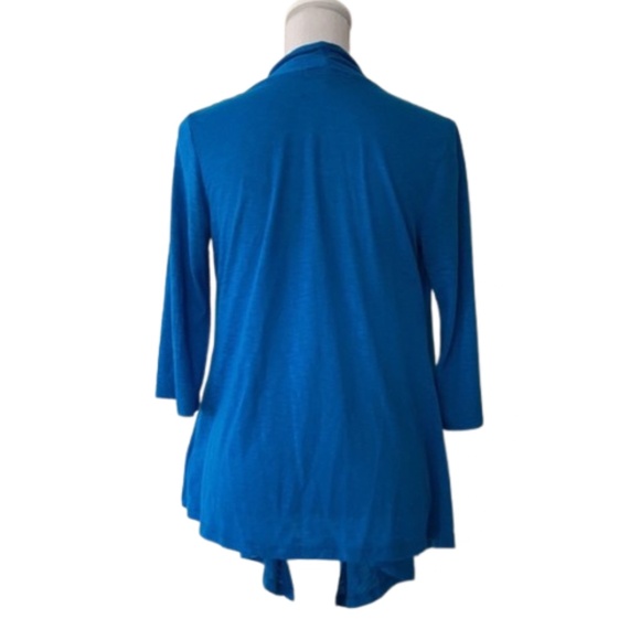Ellen Tracy open front waterfall cardigan blue 3/4 sleeve women’s - Picture 5 of 6